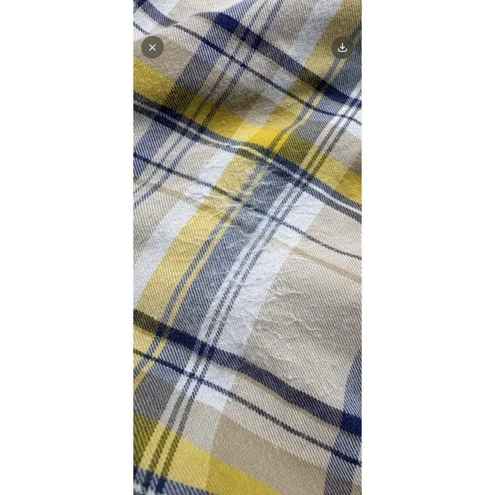 The‎ North Face Mens XL Plaid Short Sleeve Button Up Shirt Yellow Blue Cotton